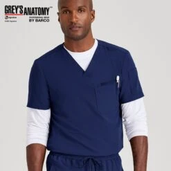 Blusón Hombre Cuello Pico 3 Bolsillos Azul índigo Grey's Anatomy