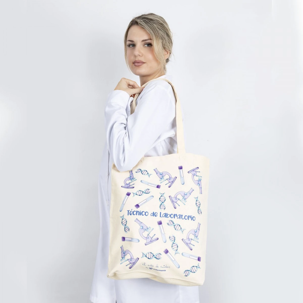 Bolsa Tote Algodón Natural - Técnico De Laboratorio @elartedecuidar 1 Bolsa Tote Algodón Natural - Técnico De Laboratorio @elartedecuidar