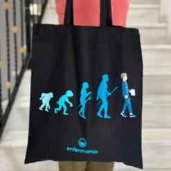 Bolsa Tote Negra - Estampada -Enfermania bolsa tote negra estampada 9