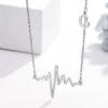 Colgante De Plata Con EKG Y Corazón