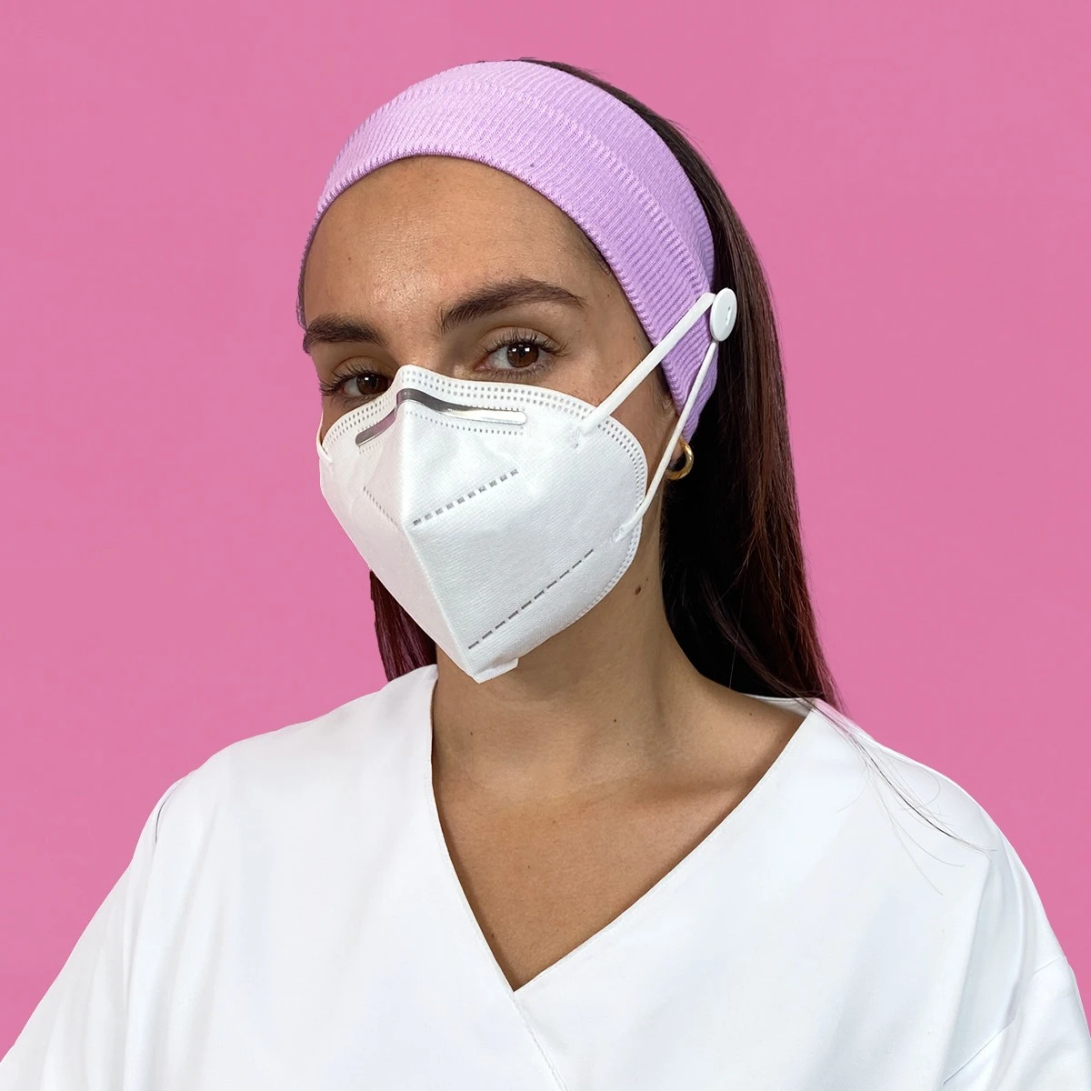 Diadema Elástica Con Botones - Lavanda 2 Diadema Elástica Con Botones - Lavanda - Imagen 2