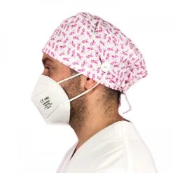 Gorro Pelo Corto Con Botones - Lazos Rosas Cáncer De Mama